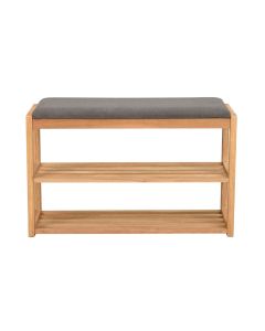 Confetti bænk/skohylde  eg olie 
mørkgrå stof  L80cm