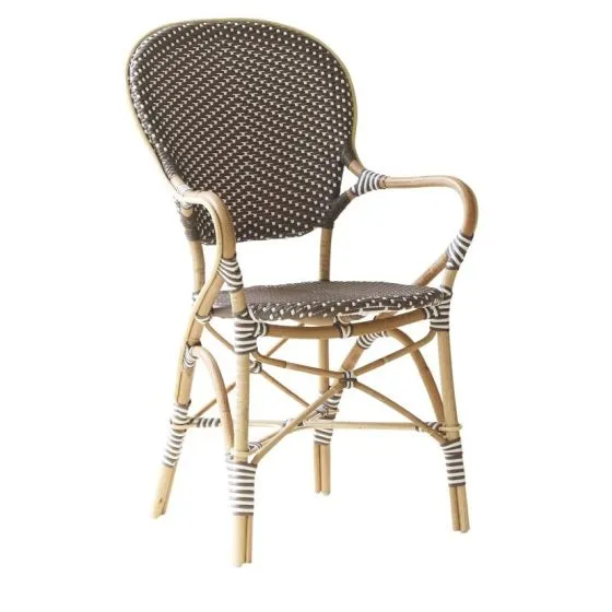 ISABELL STOL MED ARMLÆN 
CAPPUCHINO/HVID PRIK