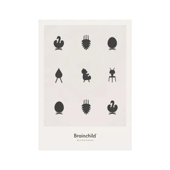 BRAINCHILD IKONER LYSGRÅ PLAKAT 30X40CM
