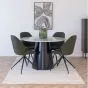 Brito spisebord ø120cm 
marmor look grå melamin
sort fod 
